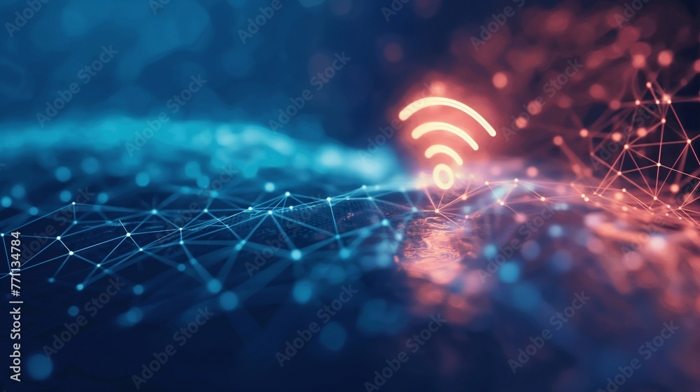 Abstract wireless network and connection virtual city backgrounds. Virtual reality abstract technology futuristic background. - obrazy, fototapety, plakaty 