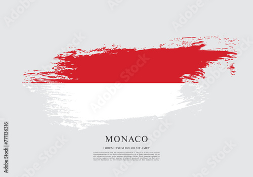 Flag of Monaco, brush stroke background