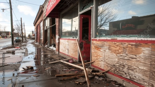 Despite cleanup efforts the neighborhoods affected by the flash flood still bear scars with boardedup windows and abandoned storefronts serving as a reminder of the devastation photo
