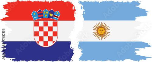 Argentina and Croatia grunge flags connection vector