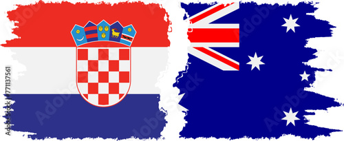 Australia and Croatia grunge flags connection vector