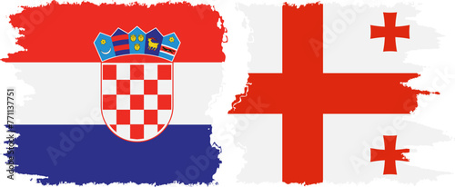 Georgia and Croatia grunge flags connection vector