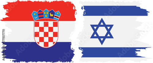 Israel and Croatia grunge flags connection vector
