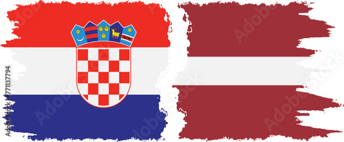 Latvia and Croatia grunge flags connection vector photo