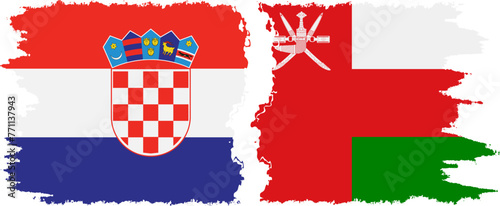 Oman and Croatia grunge flags connection vector