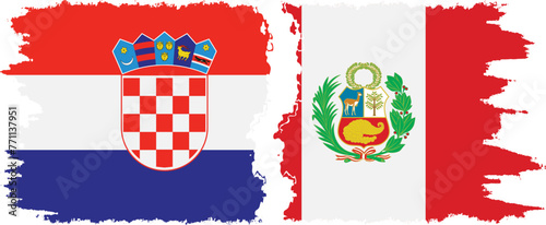 Peru and Croatia grunge flags connection vector