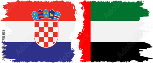 United Arab Emirates and Croatia grunge flags connection vector
