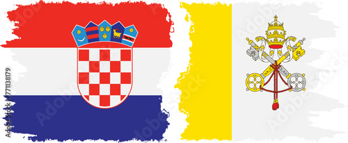 Vatican and Croatia grunge flags connection vector