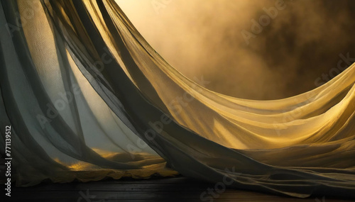 Lighter transparent fabric moves loosely in the wind.