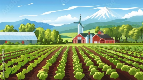 A depiction of a sustainable farming cooperative with organic practices AI generated illustration