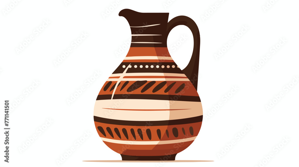 Flat vector icon of tall ceramic jug for wine. Old