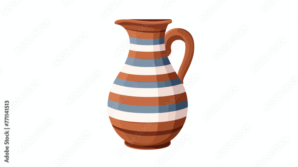 Flat vector icon of tall ceramic jug for wine. Old