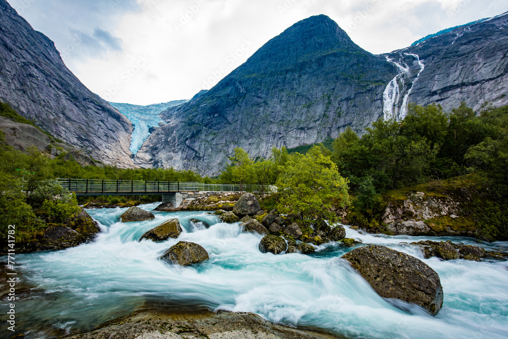 Briksdalsbreen is a glacier arm of Jostedalsbreen,Briksdalsbre, Norway