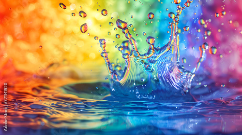 Colorful liquid crowns suspended in air, a high-speed capture of fluid beauty.