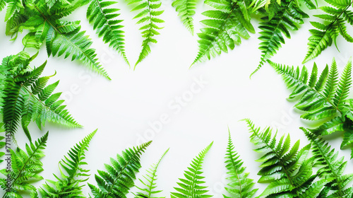 Fern botanical background, view from above, flat lay