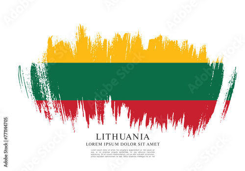 Tableau sur toile Flag of Lithuania, brush stroke background