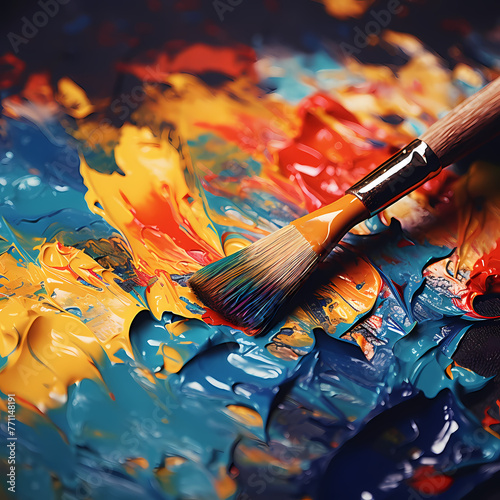 A close-up of an artists paintbrush strokes. 