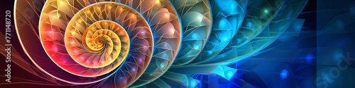 Abstract digital background. Fibonacci spiral and the golden ratio. photo