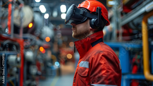 Virtual reality safety training session in a high-risk industrial environment