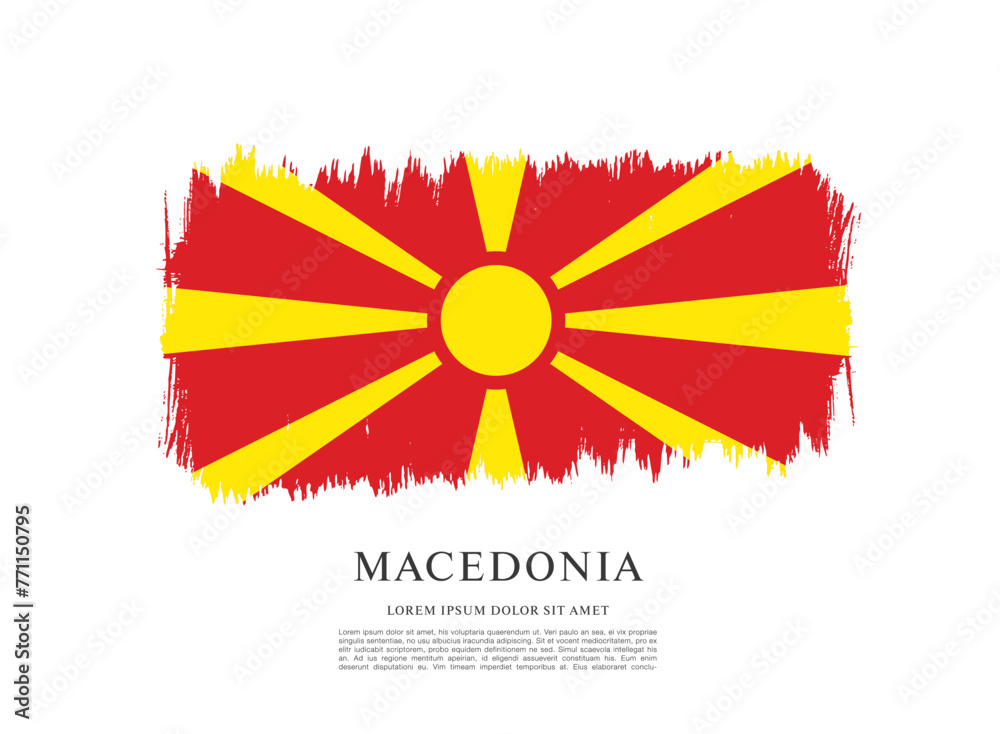 Fotografi Flag of Macedonia, brush stroke background