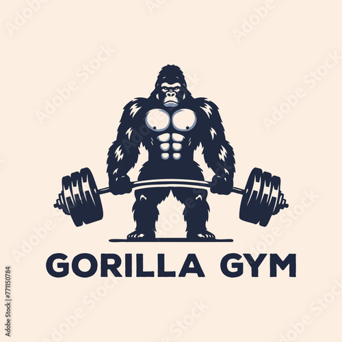 Big Gorilla Lifting A Heavy Barbell 