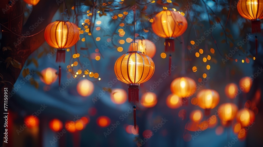 Glowing lantern festival, cultural beauty