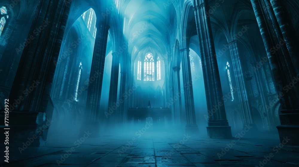 Fototapeta premium Gothic cathedral at dusk, architectural awe