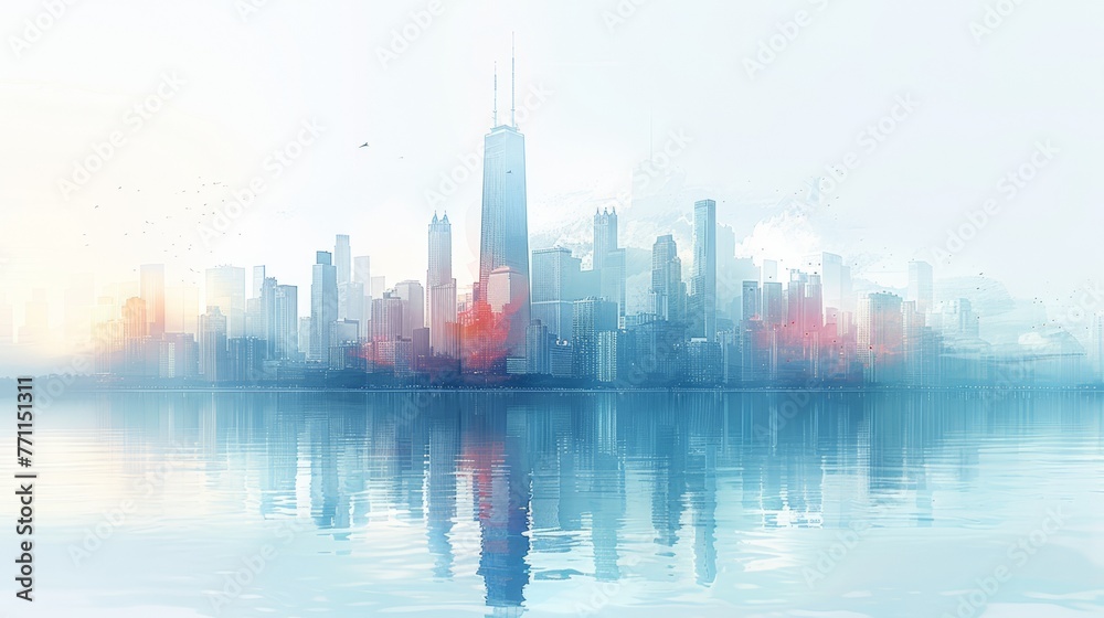 Obraz premium Sprawling urban skyline, city life