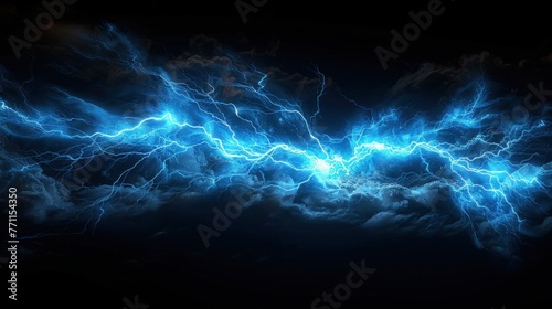  blue fantasy lightning on black background