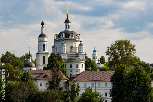 View of the 19th century Nikolsky Cathedral, Chernoostrovskiy Monastery in Maloyaroslavets, Russia photo