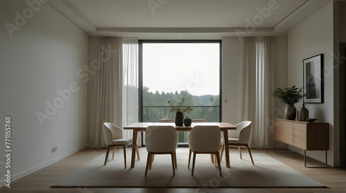 window  ai generater  armchair  fancy  white  minimalistic  copy space  healthy  dinning room  minimalist  lifestyle  residential  nourishment.generative.ai