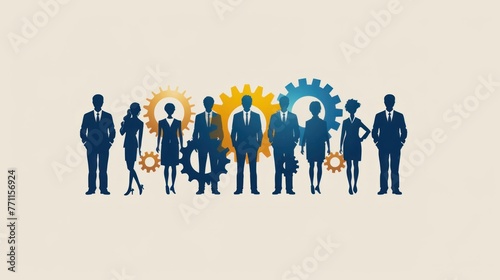 minimalist background of Business people joining gears