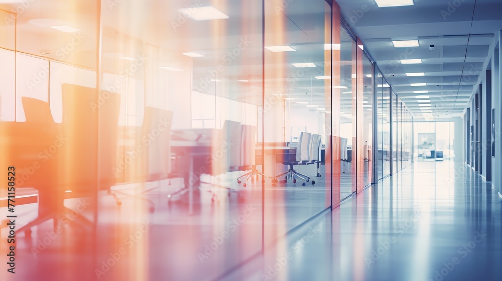 Abstract blur and defocused modern office interior for background AI generated illustration Abstract blur and defocused modern office interior for background AI generated illustration
