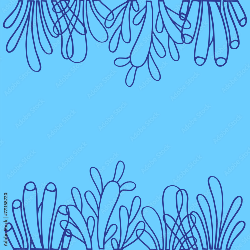 Hand drawing of decorative sea plant illustration background pattern and border ftrame vector Hand drawing of decorative sea plant illustration background pattern and border ftrame vector