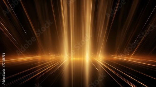 Abstract glowing gold vertical lighting lines on dark background with lighting effect and sparkle with copy space for text Luxury design style AI generated illustration