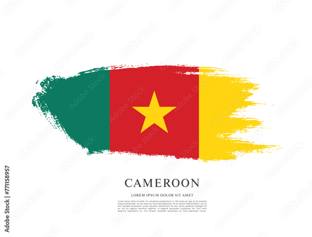 Flag of Cameroon, brush stroke background Flag of Cameroon, brush stroke background