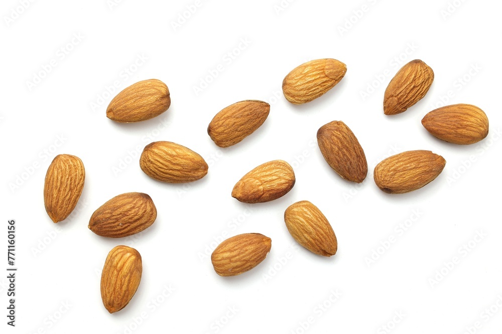 almonds isolated on white