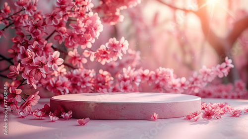 桜の背景の台座