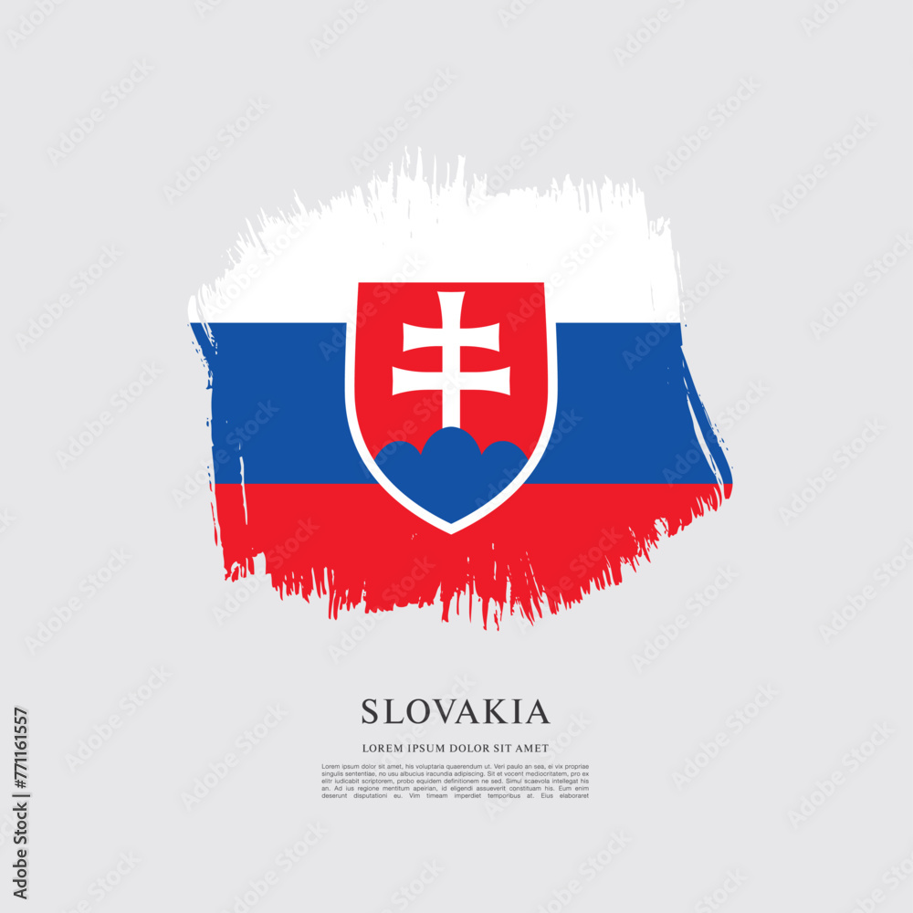 Fototapeta premium Flag of Slovakia, brush stroke background