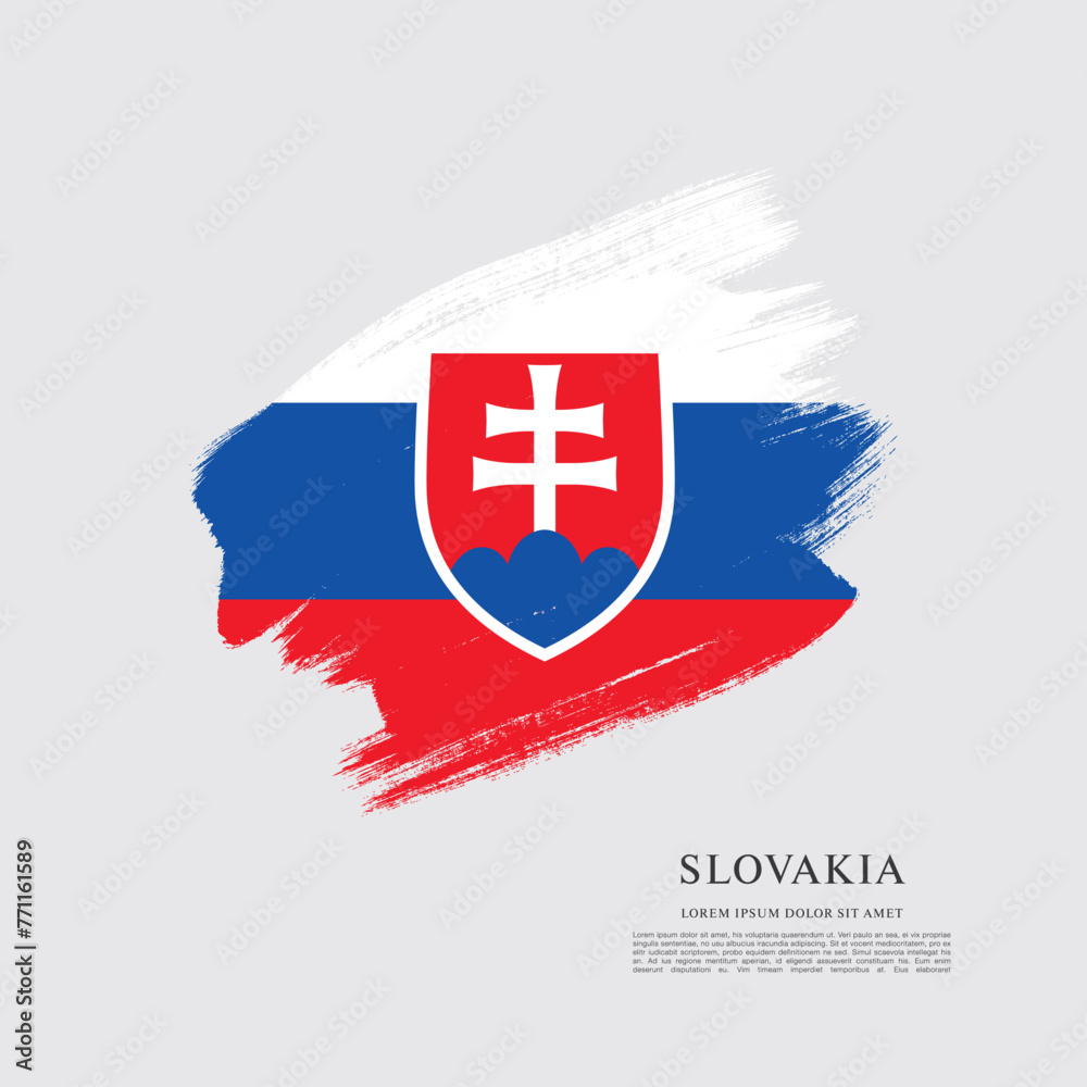 Fototapeta premium Flag of Slovakia, brush stroke background