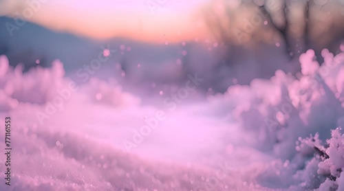Night snow, very light blue, enoki and pink glow gradient motion background loop. Moving color blurred animation. Soft color transitions photo