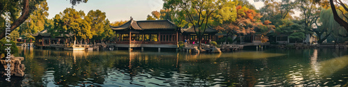 Suzhou garden landscape, China,created with Generative AI tecnology. © henvryfo