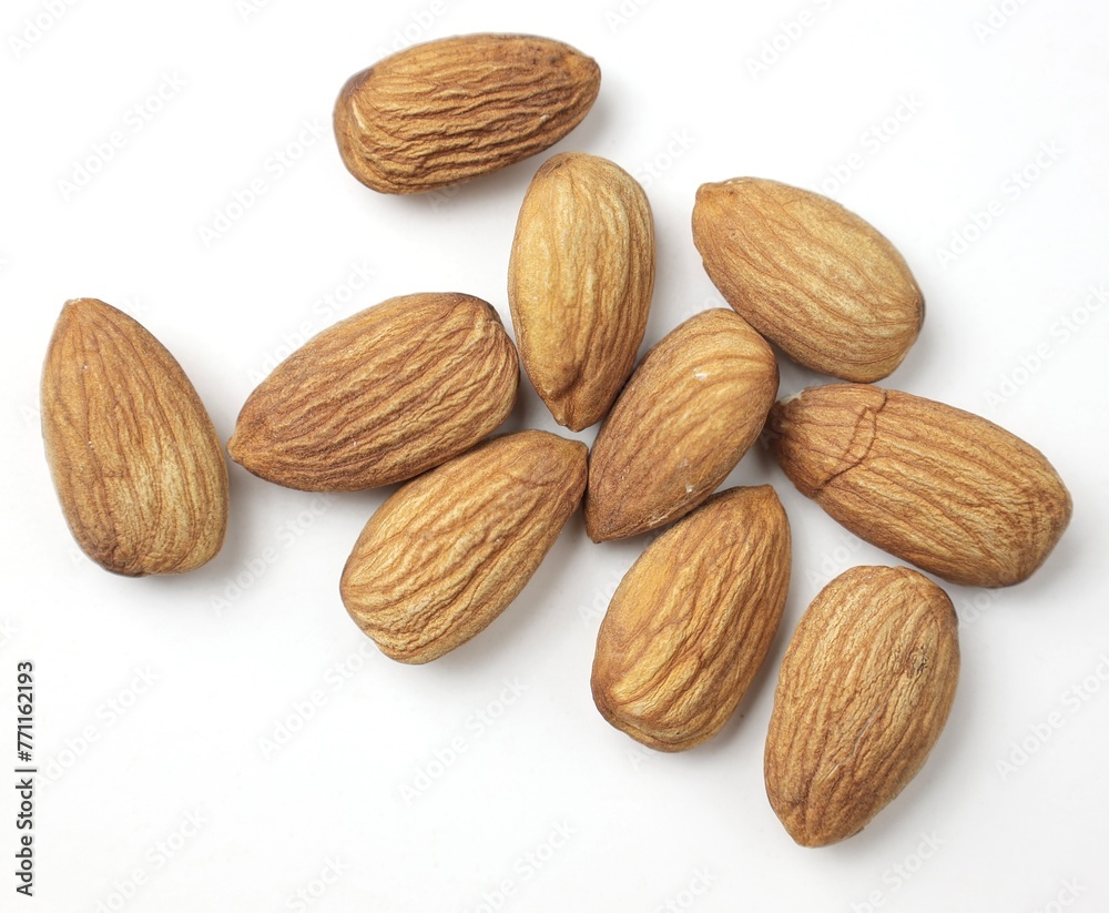 almonds on white background