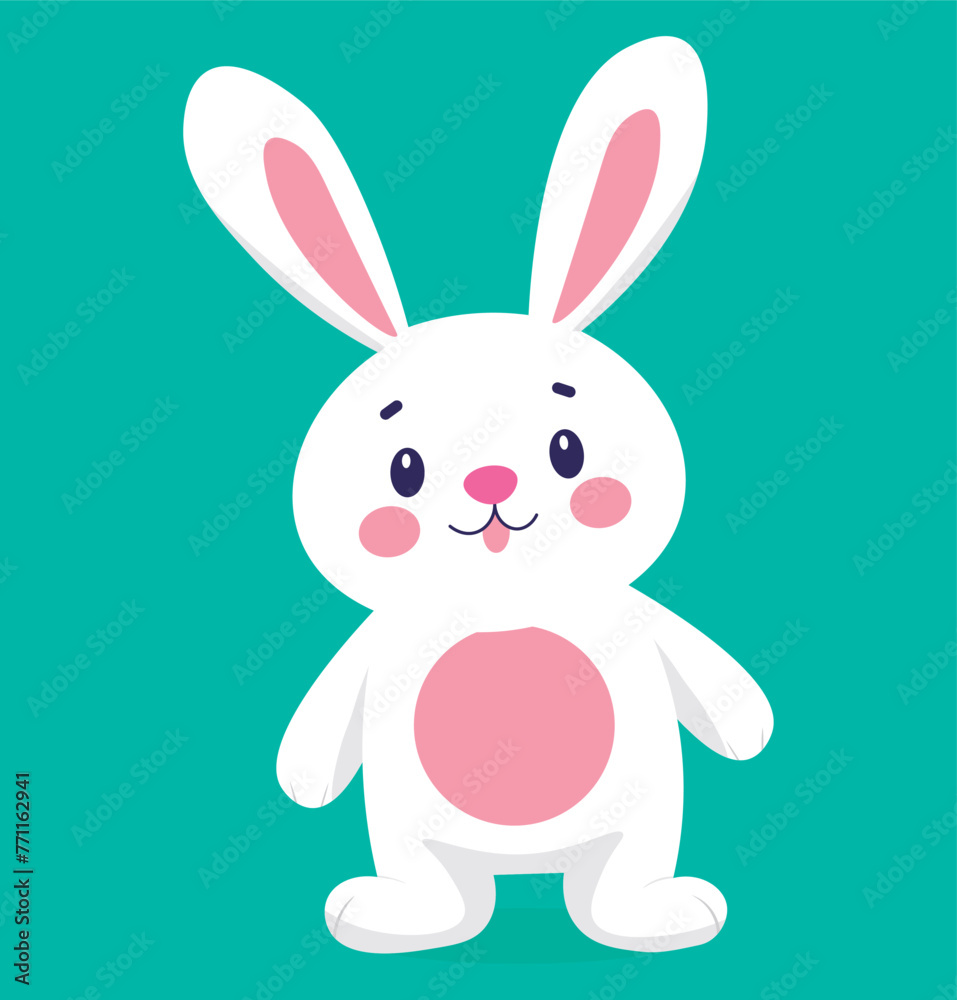 White cute rabbit, vector illustration White cute rabbit, vector illustration