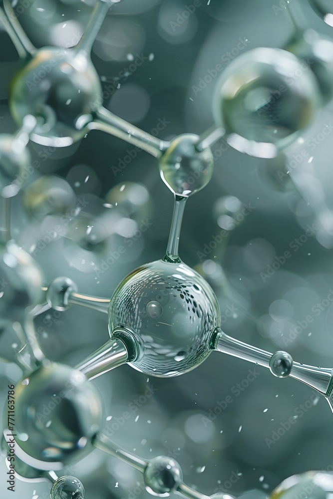 Molecular Structure of the Alchemy of Green Hydrogen Amidst Scandinavian-Inspired Minimalist Visuals in 3D Render