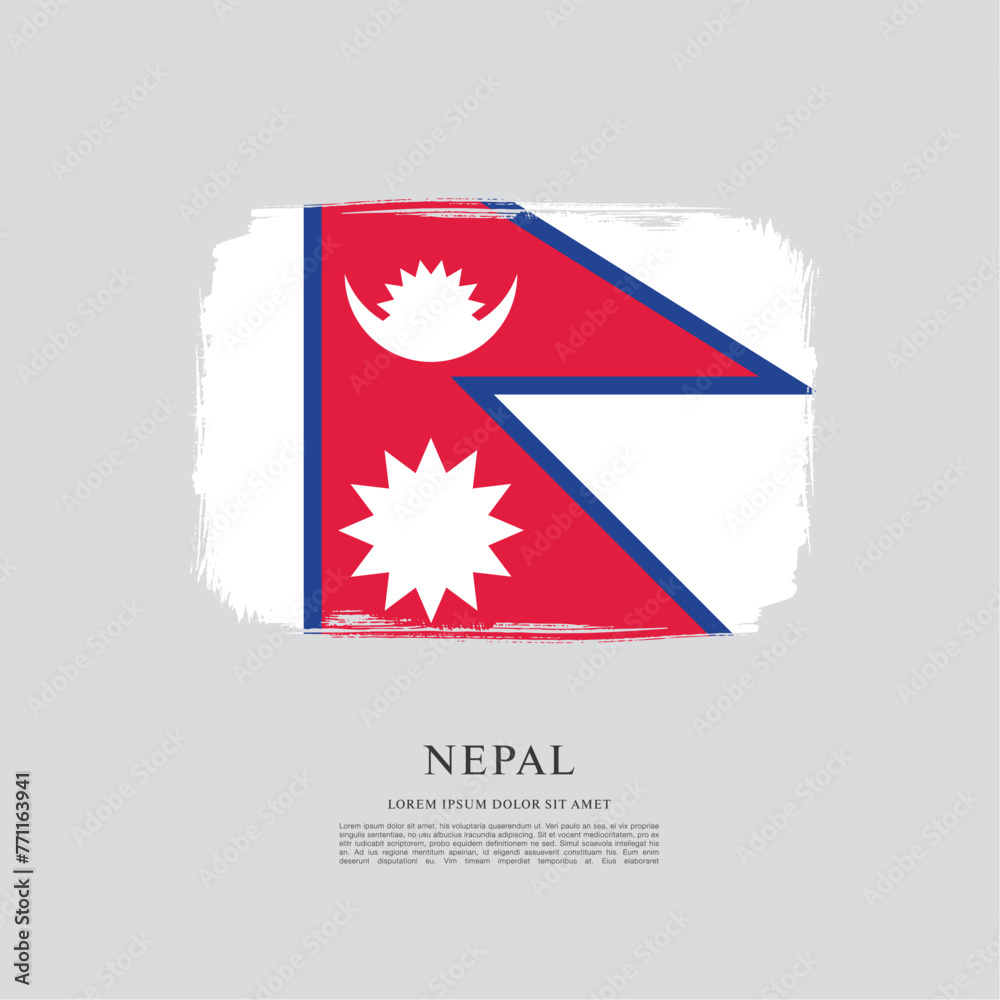 Flag of Nepal, brush stroke background Flag of Nepal, brush stroke background