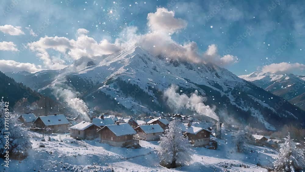 winter landscape with snow covered mountains