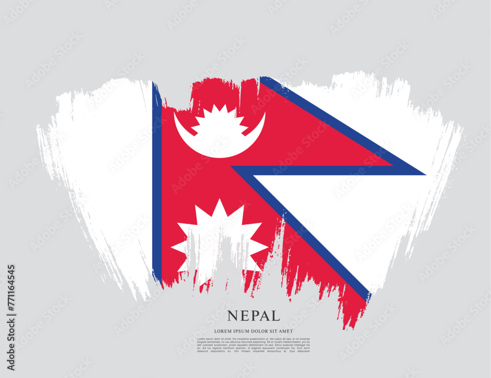 Flag of Nepal, brush stroke background Flag of Nepal, brush stroke background