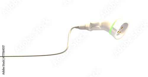 the white color electric plug, white color chager plug on transparent background.