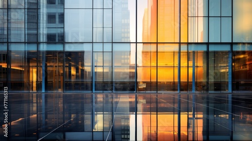 Abstract reflections in glass office buildings AI generated illustration